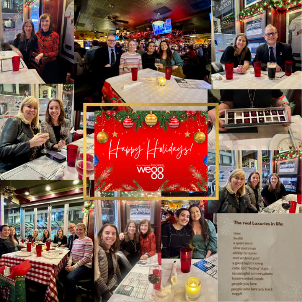 A collage of images of Bob Marovich, Laurel Delaney, Susan Meyer, Molly Banuelos, Asra Khan, Lucy Brooks, and Laura Fairman at Pizano's Pizza.