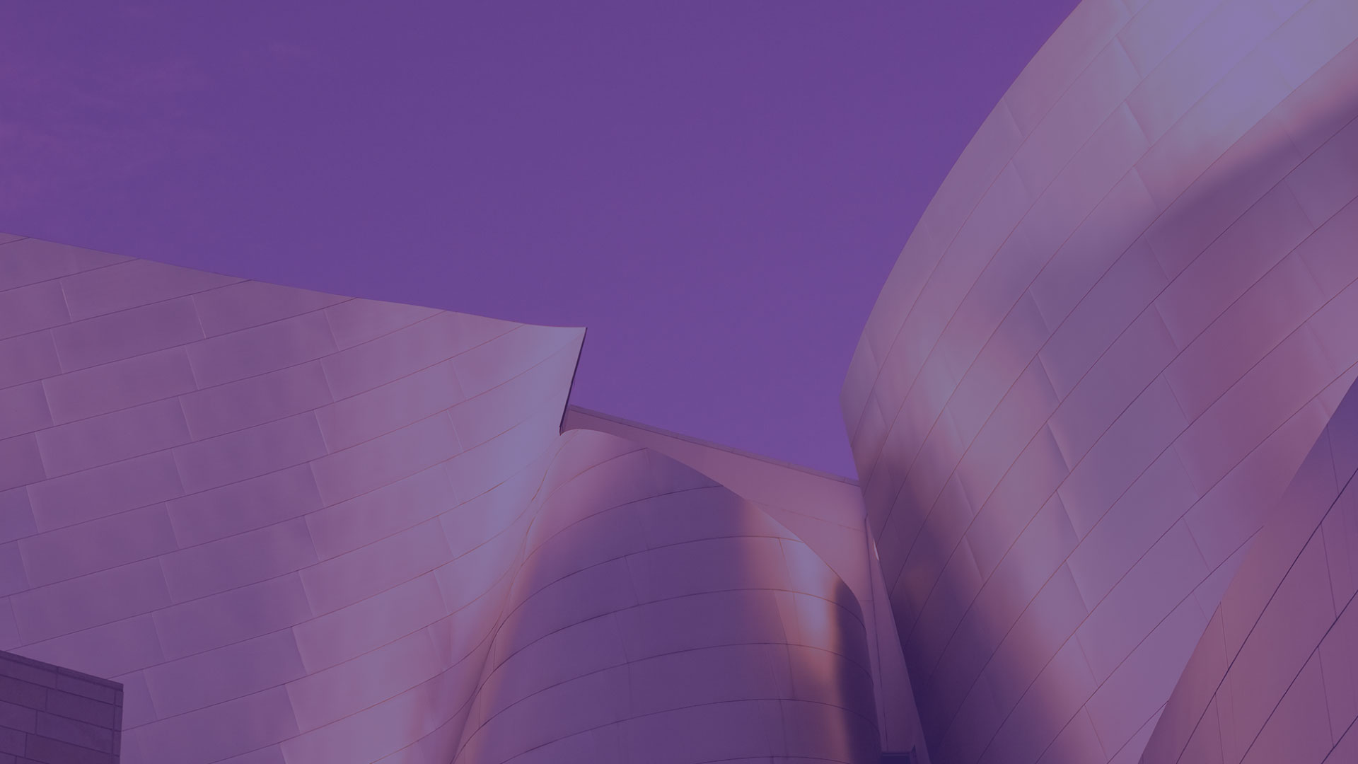 Frank Gehry building with purple background overlay
