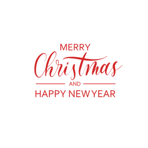 "Merry Christmas and Happy New Year" written in red script font.