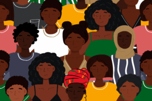A collage of illustrations of different African-American people
