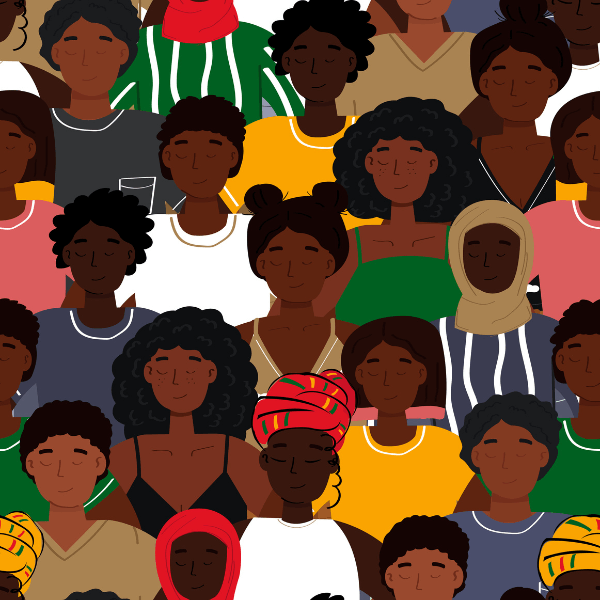 A collage of illustrations of different African-American people