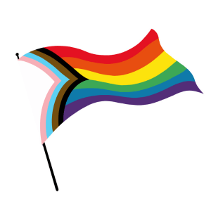 An illustration of a progress pride flag.
